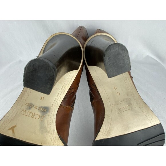 VTG J CREW Tall Boots Womens 5.5 Marbled Brown Leather Made in Italy High Heel - Picture 15 of 16
